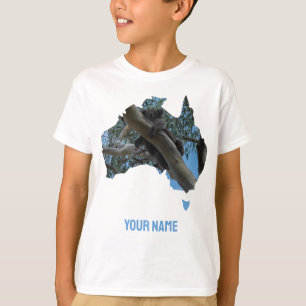 Australien Land Shape Cute Koala i Träd T Shirt