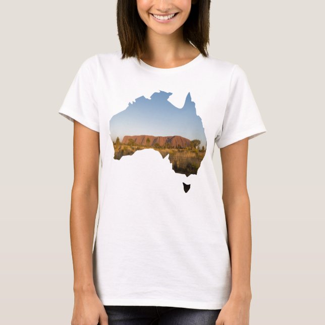 Australien Land Shape Uluru Ayers Sten T Shirt (Framsida)