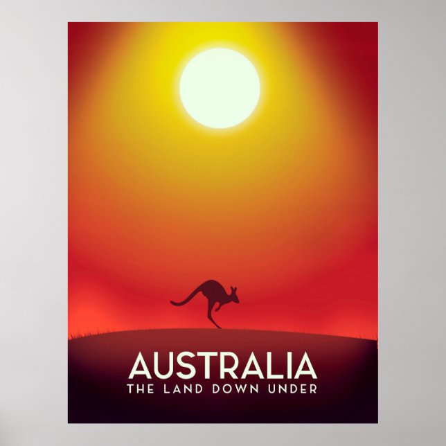 Australien "Landet under" semestertryck. Poster (Framsidan)