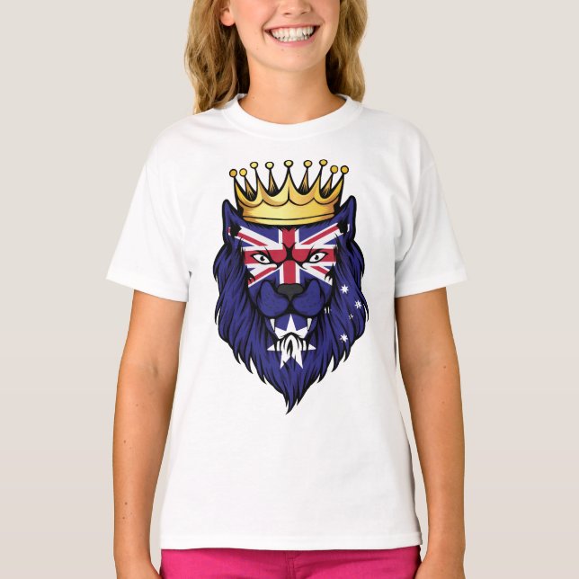 Australien Lejona Kung Flagga T Shirt (Framsida)