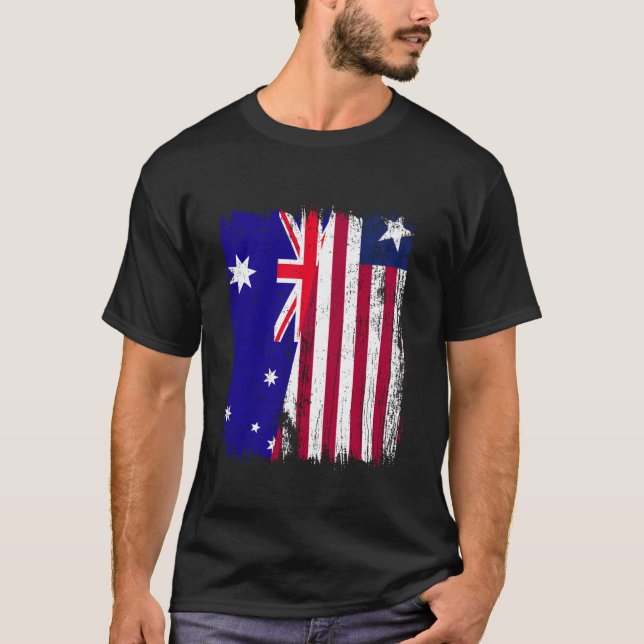 Australien Liberia Halv Flagga Australiensisk Libe T Shirt (Framsida)