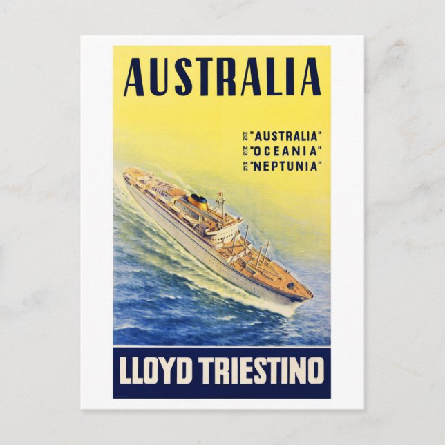 Australien Lloyd Triestino återställde Vintage aff Vykort (Framsida)