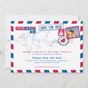 Australien Luft Mail Bröllop spara datum Datumet