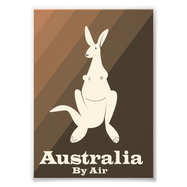 Australien med flyg Känguru resaffisch. Fototryck (Framsidan)