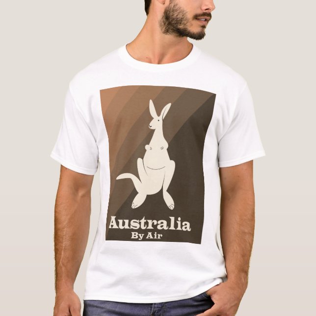 Australien med flyg Känguru resaffisch. T Shirt (Framsida)