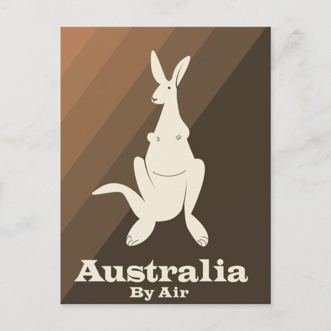 Australien med flyg Känguru resaffisch. Vykort (Framsida)