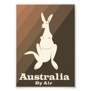 Australien med Luft Kangaroo-reseaffisch. Fototryck