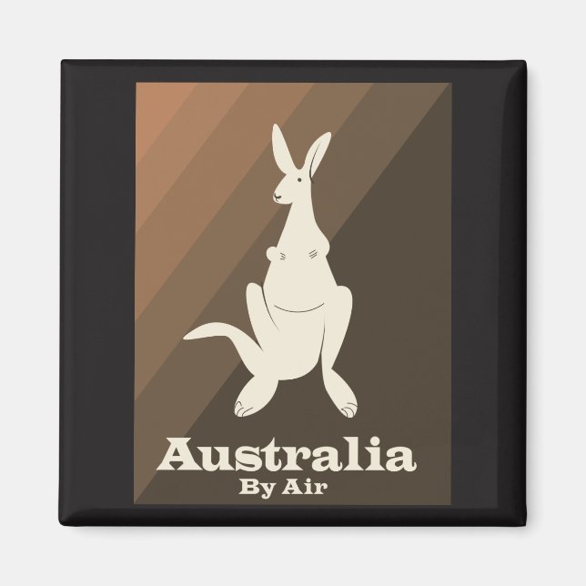 Australien med Luft Kangaroo-reseaffisch. Magnet (Framsidan)