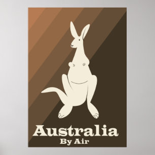 Australien med Luft Kangaroo-reseaffisch. Poster
