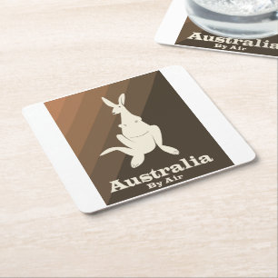 Australien med Luft Kangaroo-reseaffisch. Underlägg Papper Kvadrat