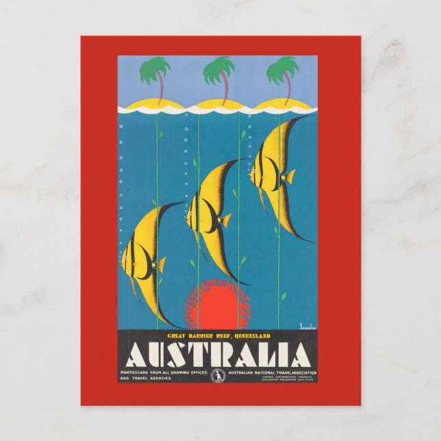 Australien med vykort för fiskresor (Framsida)