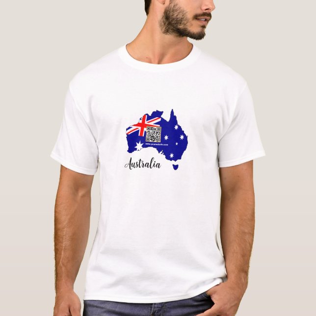 Australien Modern QR Code T-shirt, Australiska Fla T Shirt (Framsida)