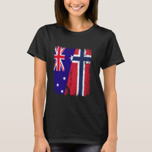 Australien Norge Halv Flagga Australiensisk Norsk  T Shirt