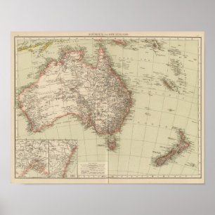 Australien, Nya Zeeland Poster