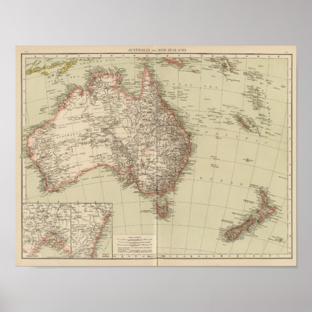 Australien, Nya Zeeland Poster (Framsidan)