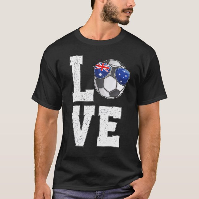 Australien Ocer Kärlek Australien Fläkt Flagga T Shirt (Framsida)