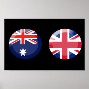 Australien och flaggor i Förenade kungariket Poster