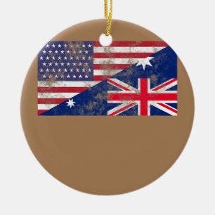 Australien och Förenade Stater Flagga Vänskap Julgransprydnad Keramik