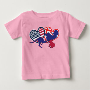 Australien och Stater Flagga Hearts T Shirt