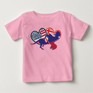 Australien och Stater Flagga Hearts T Shirt
