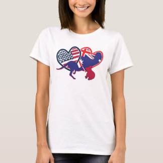 Australien och Stater Flagga Hearts T Shirt