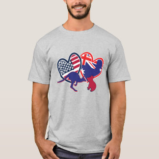 Australien och Stater Flagga Hearts T Shirt