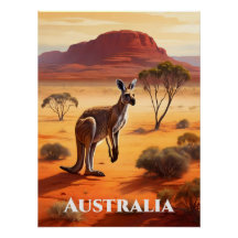 Australien Outback Känguru Resa Affisch