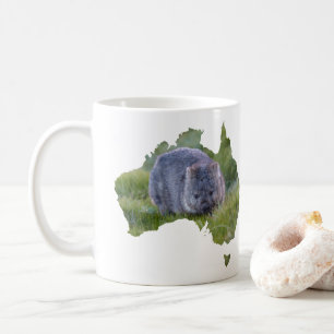 Australien Outline Shape Cute Wombat Tasmania Kaffemugg