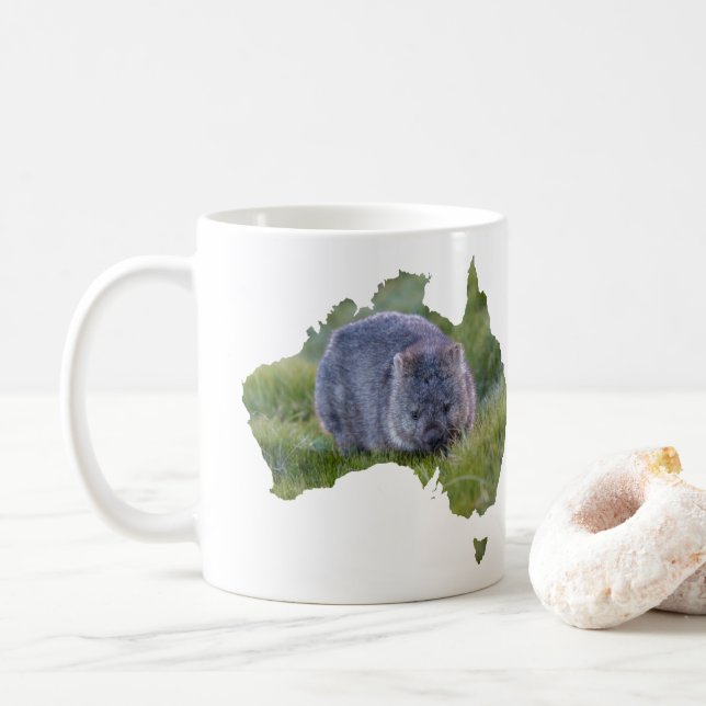Australien Outline Shape Cute Wombat Tasmania Kaffemugg (Med munk)