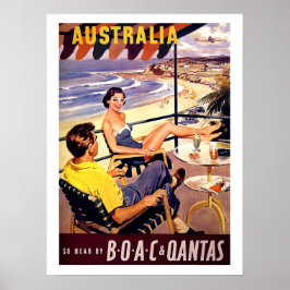 Australien, paret njuter på terraset, vintage reso poster