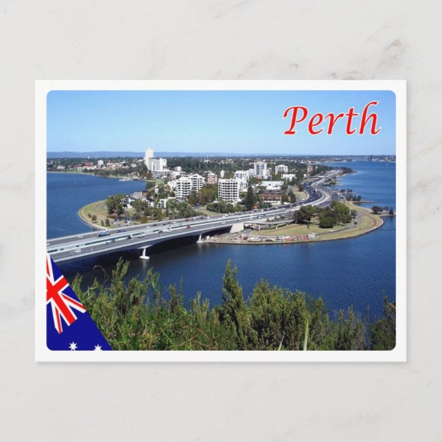 Australien - Perth - Skyline - Vykort (Framsida)