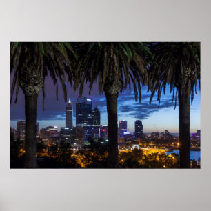 Australien, Perth, stadssilhuett från Kings Park 2 Poster