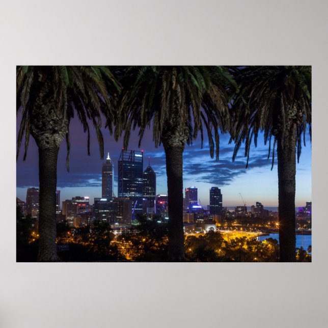 Australien, Perth, stadssilhuett från Kings Park 2 Poster (Framsidan)