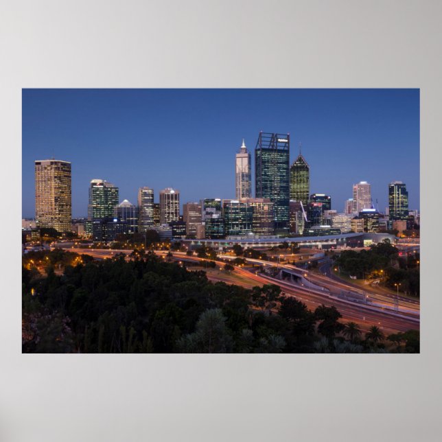 Australien, Perth, stadssilhuett från Kings Park Poster (Framsidan)