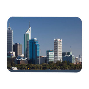 Australien, Perth, stadssilhuett från Swan River Magnet