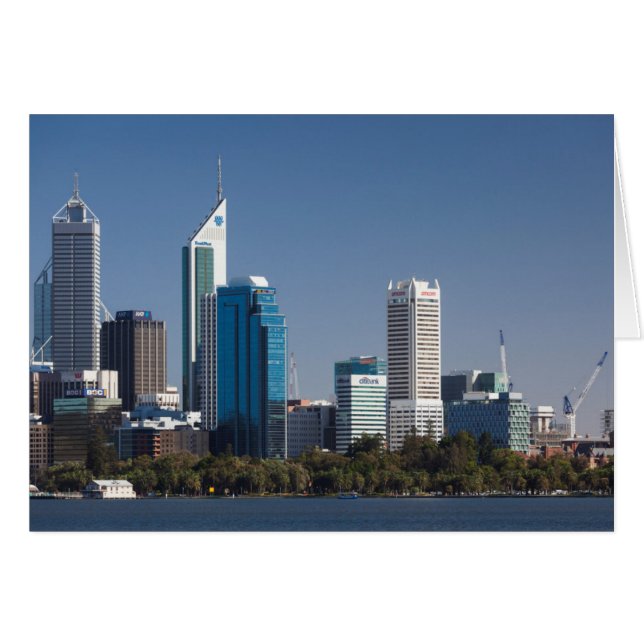 Australien, Perth, stadssiluett från Swan River Hälsningskort (Framsidan Horizontal)