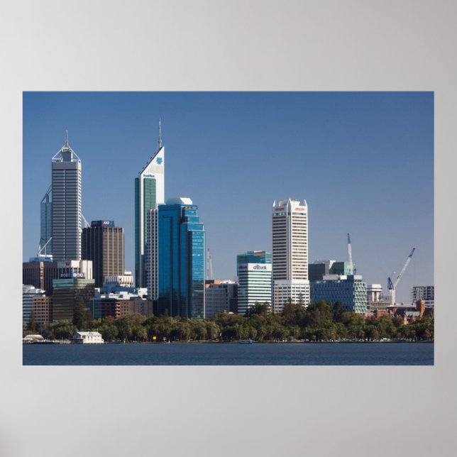 Australien, Perth, stadssiluett från Swan River Poster (Framsidan)