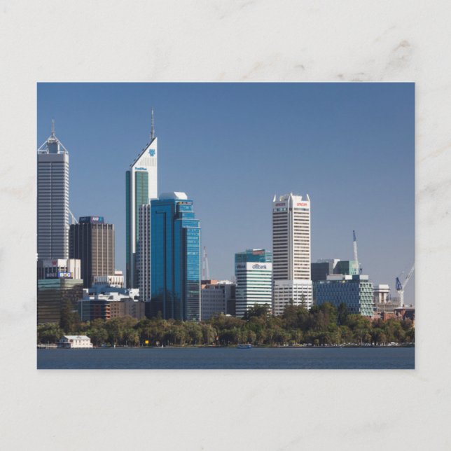 Australien, Perth, stadssiluett från Swan River Vykort (Framsida)