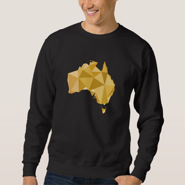 Australien Polygon Stil Karta Geometric Australien Lång Ärmad Tröja (Framsida)