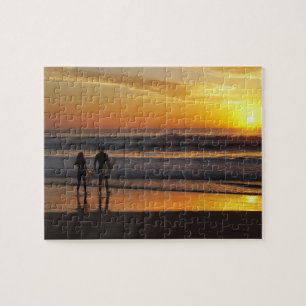 Australien, Queensland, Gold Coast, Surfare vid Pussel