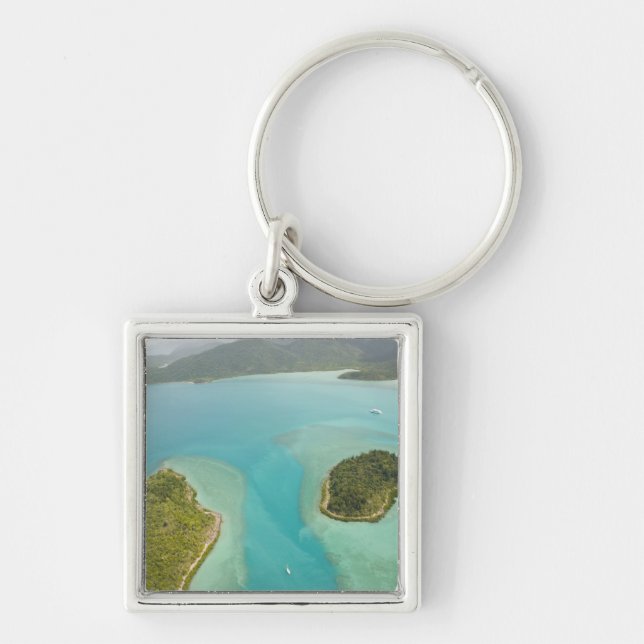 Australien, Queensland, Whitsunday Kusten Fyrkantig Silverfärgad Nyckelring (Framsidan)