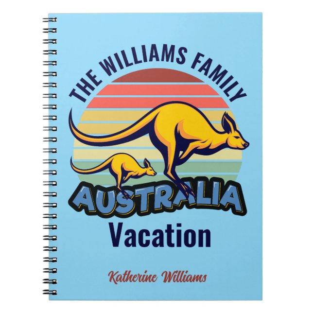 Australien Resa Cute Kangaroo Sunset Anpassningsba Anteckningsbok (Framsidan)