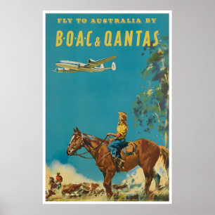 Australien Resa Poster Australisk Konst BOAC