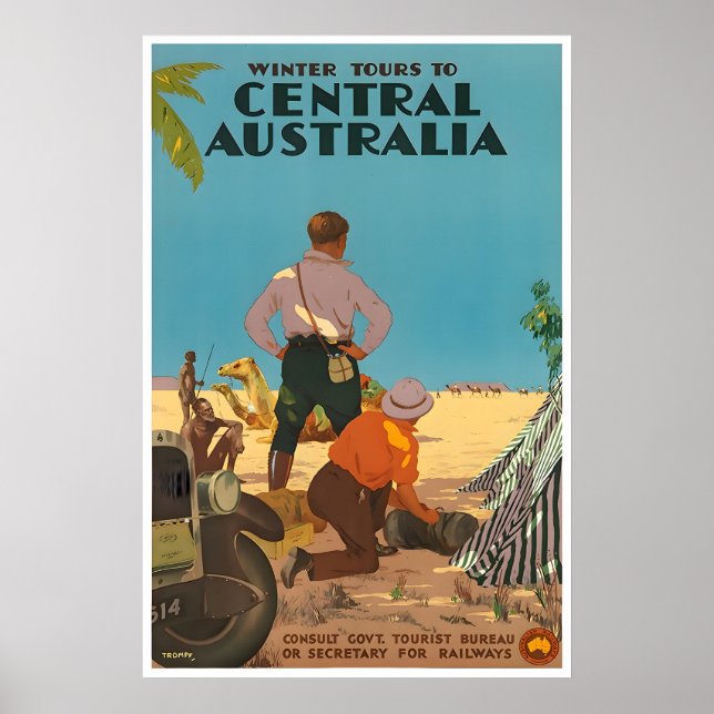 Australien Resa Poster Percy Trompf Konsttryck (Framsidan)
