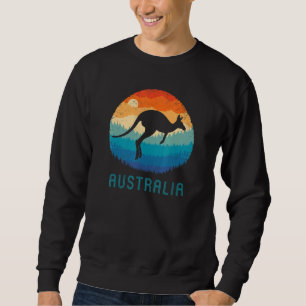 Australien Retro Kangaroo Vintage Outback Sunset A Lång Ärmad Tröja