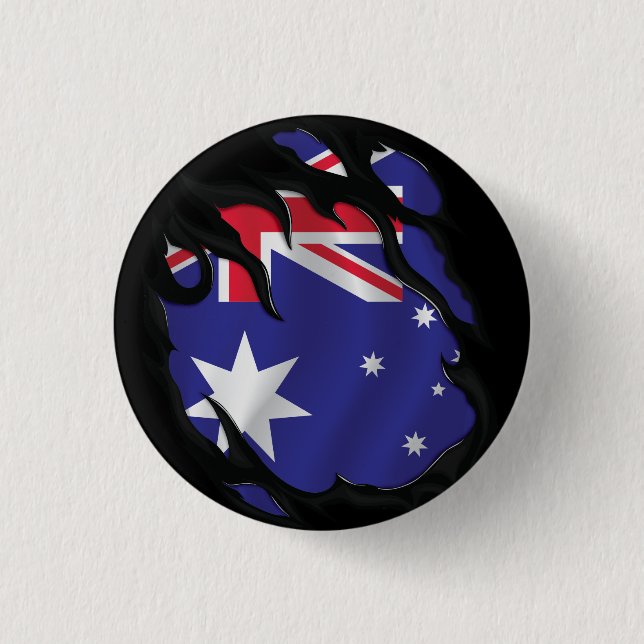 Australien Rippad Flagga Knapp (Framsida)