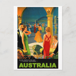 Australien, romantisk kväll party, vintage resor vykort