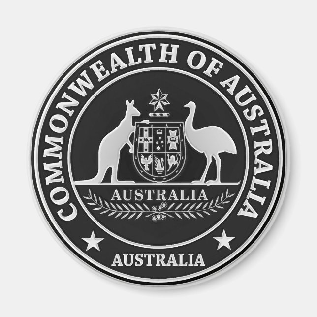Australien Round Emblem Magnet (Framsidan)