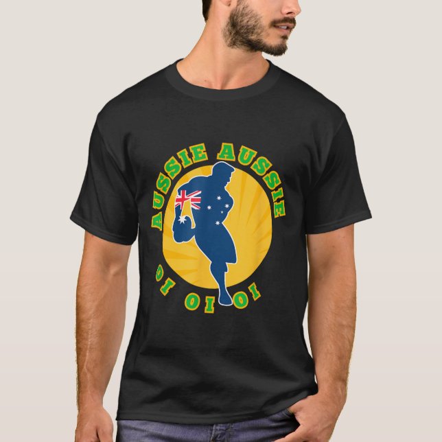 Australien Rugby, Wallabies Aussie Aussie Aussie O T Shirt (Framsida)