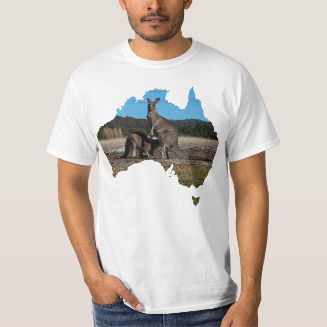 Australien Shape Kangaroo och dricksjoj T Shirt (Framsida)
